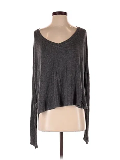 Pre-owned Brandy Melville Long Sleeve Top Gray V Neck Tops