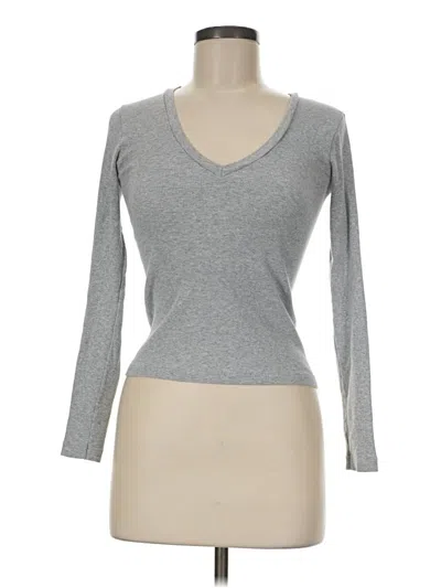 Pre-owned Brandy Melville Long Sleeve Top Gray V-neck Tops