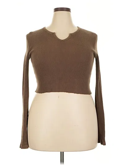 Pre-owned Brandy Melville Long Sleeve T-shirt In Brown
