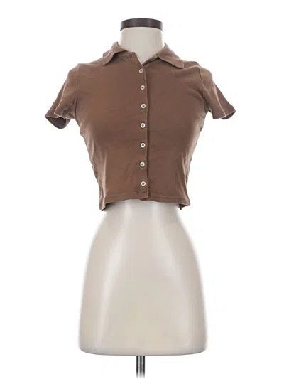 Pre-owned Brandy Melville Short Sleeve Blouse In Brown