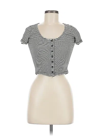 Pre-owned Brandy Melville Short Sleeve Henley Shirt In Black