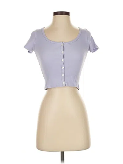 Pre-owned Brandy Melville Short Sleeve Henley Shirt In Purple