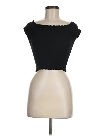 Pre-owned Brandy Melville Short Sleeve Top Black Strapless Neckline Tops