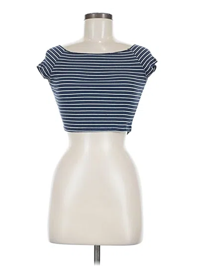Pre-owned Brandy Melville Short Sleeve Top Blue Boatneck Tops