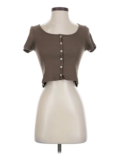 Pre-owned Brandy Melville Short Sleeve Top Brown Sweetheart Neckline Tops