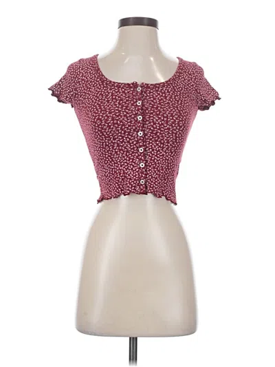 Pre-owned Brandy Melville Short Sleeve Top Burgundy Sweetheart Neckline Tops