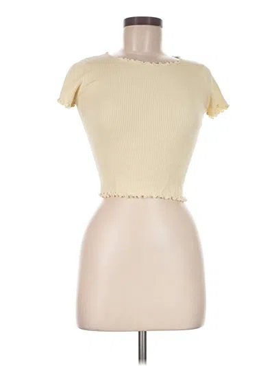 Pre-owned Brandy Melville Short Sleeve Top Ivory Sweetheart Neckline Tops
