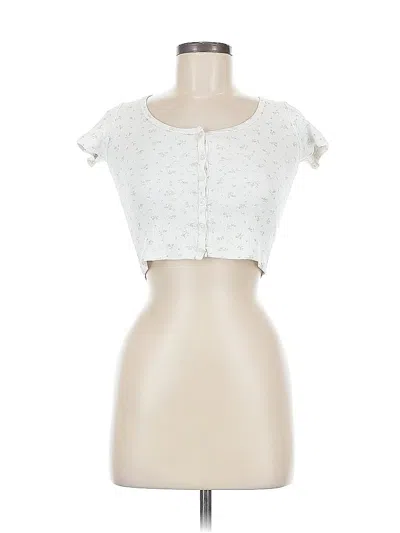 Pre-owned Brandy Melville Short Sleeve Top Ivory Sweetheart Neckline Tops In White