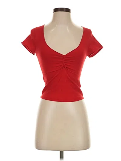 Pre-owned Brandy Melville Short Sleeve Top Red Sweetheart Neckline Tops