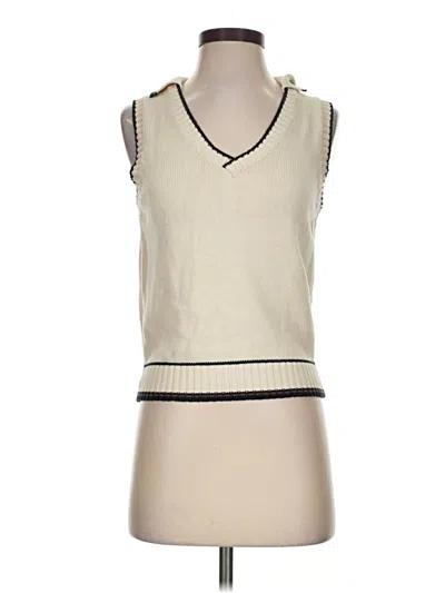 Pre-owned Brandy Melville Sleeveless Top Ivory V-neck Tops