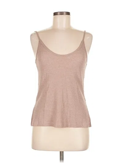 Pre-owned Brandy Melville Sleeveless Top Tan Scoop Neck Tops In Brown