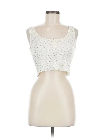 Pre-owned Brandy Melville Tank Top Ivory Sweetheart Neckline Tops In White