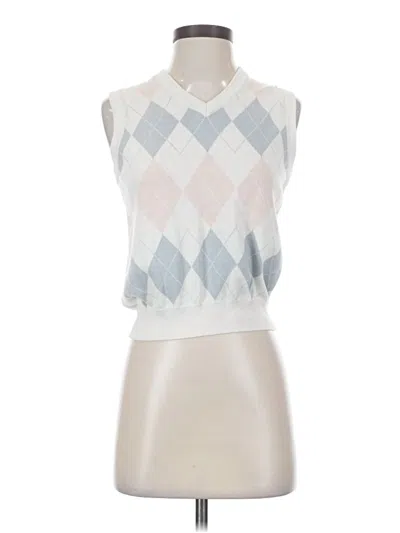 Pre-owned Brandy Melville Tank Top Silver Argyle Pattern Halter Neckline Tops