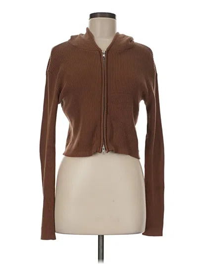 Pre-owned Brandy Melville Zip Up Hoodie In Brown