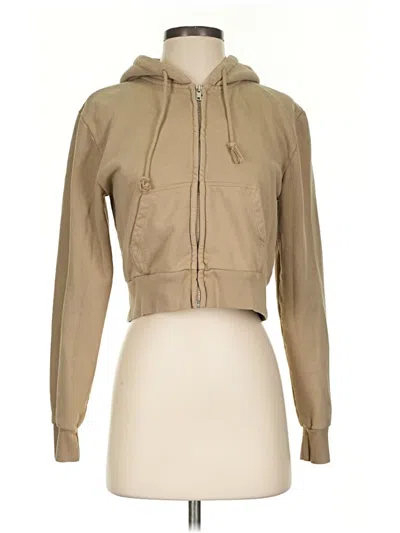 Pre-owned Brandy Melville Zip Up Hoodie In Tan