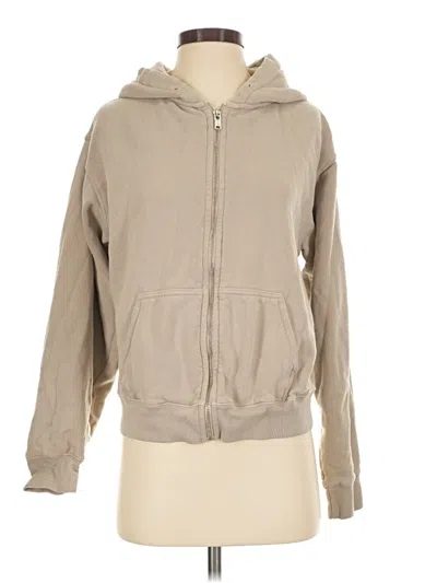 Pre-owned Brandy Melville Zip Up Hoodie In Tan