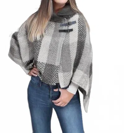 Branigan Weavers Shawl Collar Poncho - Multi Brown