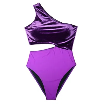 Brasini Swimwear Women's Baiana Cut Out One Piece Swimsuit - Purple