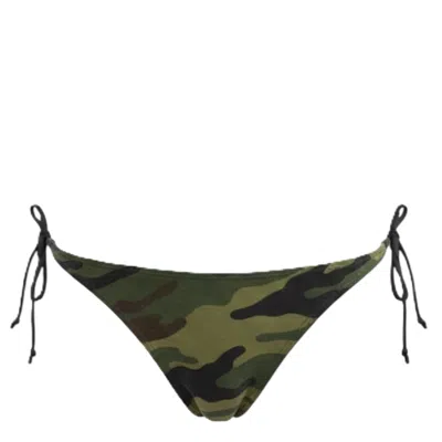 Brasini Swimwear Women's Black Copa Tie Side Thong Bikini Bottom - Camoflage
