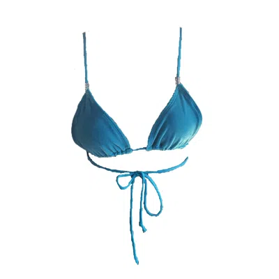 Brasini Swimwear Women's Blue Soninha Convertible Bikini Top - Aqua Velvet