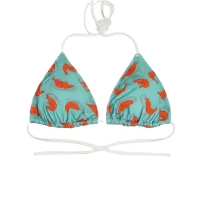 Brasini Swimwear Women's Blue Soninha Convertible Bikini Top - Shrimp Print