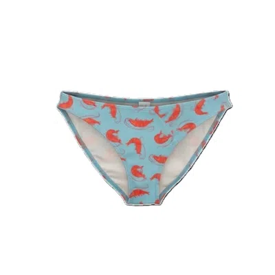 Brasini Swimwear Women's Blue Za Za Pleated Bikini Bottom - Shrimp Print