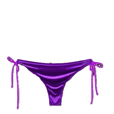 Brasini Swimwear Women's Copa Tie Side Thong Bikini Bottom - Purple Velvet