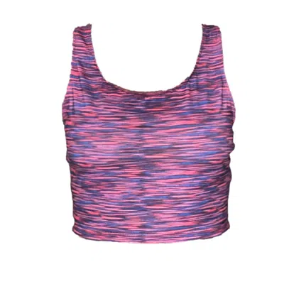 Brasini Swimwear Women's Cropped Tank Top - Fuschia & Blue Print