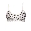 Brasini Swimwear Women's Ester Bralette Bikini Top - White With Black Stars In White