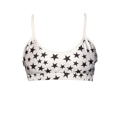 Brasini Swimwear Women's Ester Bralette Bikini Top - White With Black Stars