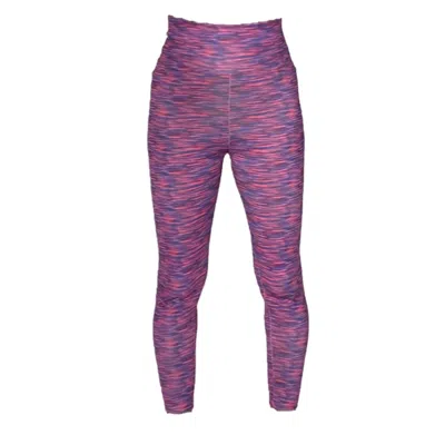 Brasini Swimwear Women's High Waisted Legging - Fuschia & Blue Print