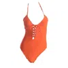 Brasini Swimwear Women's Lace Front One Piece Swimsuit - Orange In Orange