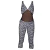 Brasini Swimwear Women's Naomi Bodysuit/jumpsuit - Black & White Print With Black Mesh In Black