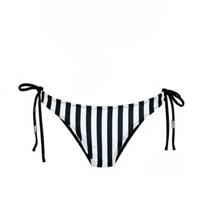 Brasini Swimwear Women's Natalie Tie Side Bikini Bottom - Black White Stripes