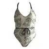 Brasini Swimwear Women's Neutrals Deme Strappy One Piece Swimsuit - Leopard Face Print