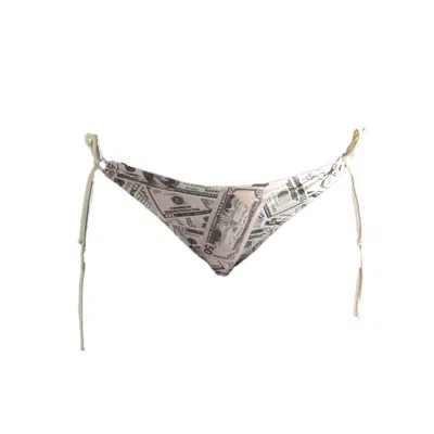 Brasini Swimwear Women's Neutrals Natalie Tie Side Bikini Bottom - Dinero Print