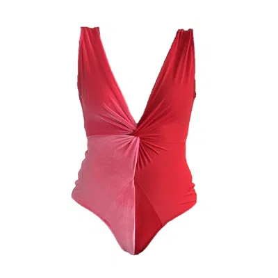 Brasini Swimwear Women's Pink / Purple Duas Colorblock One Piece Swimsuit - Rosado In Red