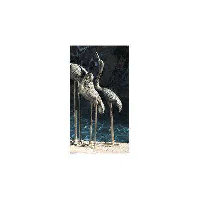 Brass Baron Crane Birds 32" High Pond Spitter Fountains - Made To Order