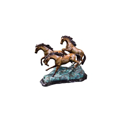 Brass Baron Henri Studio 3 Galloping 13 1/2" Wide Bronze Horse Sculpture Made To Order