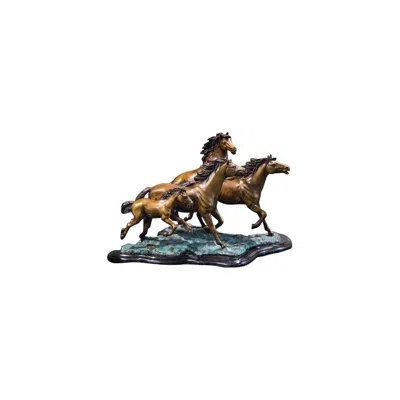 Brass Baron Henri Studio 4 Galloping 20 1/2"w Brass Horse Sculpture - Made To Order