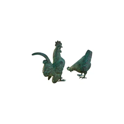 Brass Baron Henri Studio Chickens 2-piece Brass Garden Figurine Set - Made To Order
