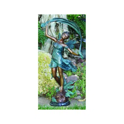 Brass Baron Henri Studios Dancing Faerie 21"h Cast Brass Outdoor Statue - Made To Order