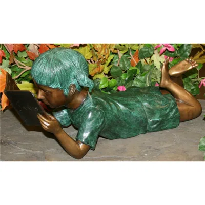 Brass Baron Henri Studios Small Solitude Girl 17"w Brass Outdoor Statue - Made To Order