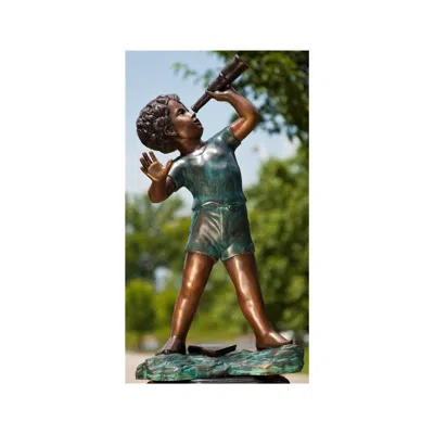 Brass Baron Henri Studios Stargazer 30"h Cast Brass Boy Outdoor Statue - Made To Order