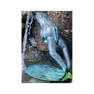 Brass Baron Leaping Frog 13" High Water Spitter Pond Fountain - Made To Order