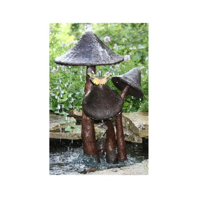 Brass Baron Mushrooms 19" High Cast Brass Fountain Pond Spitters - Made To Order