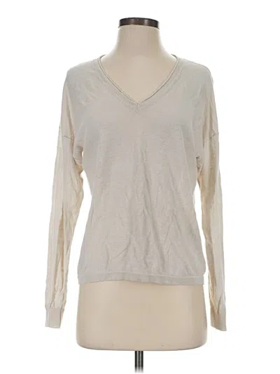 Pre-owned Brass Long Sleeve Top Ivory V-neck Tops In White