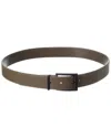 Brass Mark Leather Belt In Grey