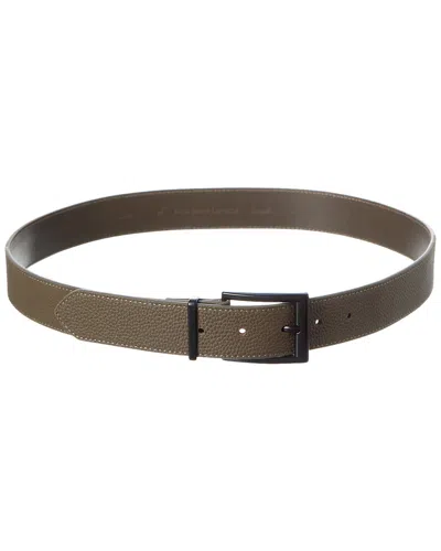 Brass Mark Leather Belt In Grey
