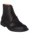 Brass Mark Plain Toe Leather Boot In Black